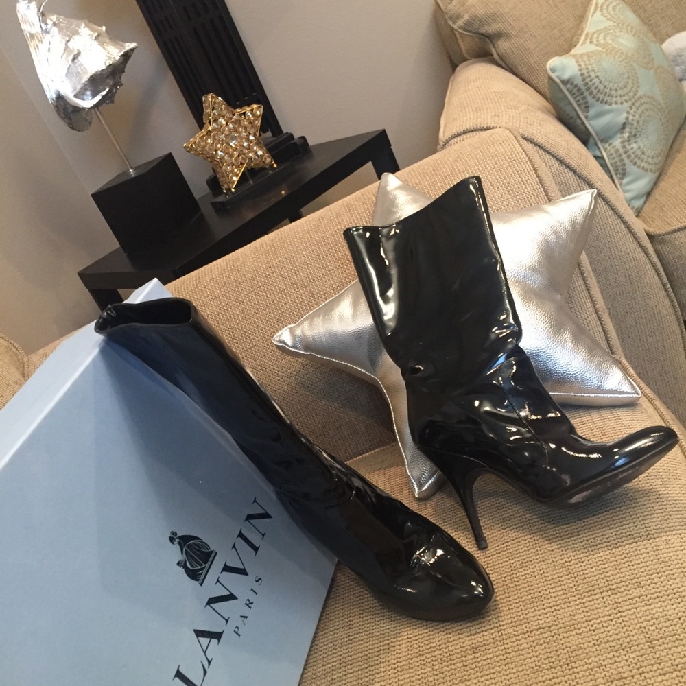 💖✨Lanvin Paris💖Black Pattern Leather short boots - Picture 7 of 16